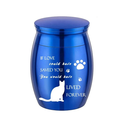 Waterproof Mini Pet Memorials Urn Dustproof Paw Print Pet Ash Holder Aluminium Alloy Sealed Cat Cremation Urn Funeral Supplies