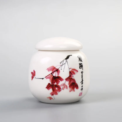 Memorial Container Pet Ashes Urn Handpainted Ceramics Urn Cremation Pet Bird Ash Holder Burial at Home Gift