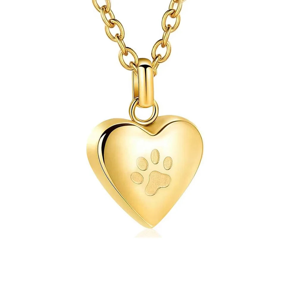 Pet Ashes Heart Cremation Jewelry Urn Necklace for Ashes for Women Men, Paw Print Memorial Pendant Ash Jewelry