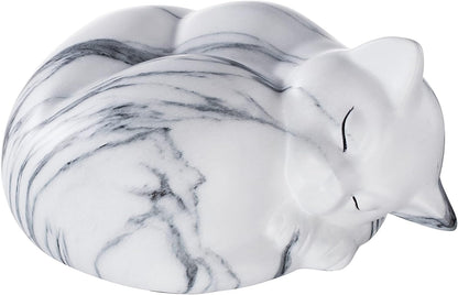 Pet Urns,Sleeping Resin Cremation Cat Urn, Cat Urns for Ashes, Small Animal Urn （White）…