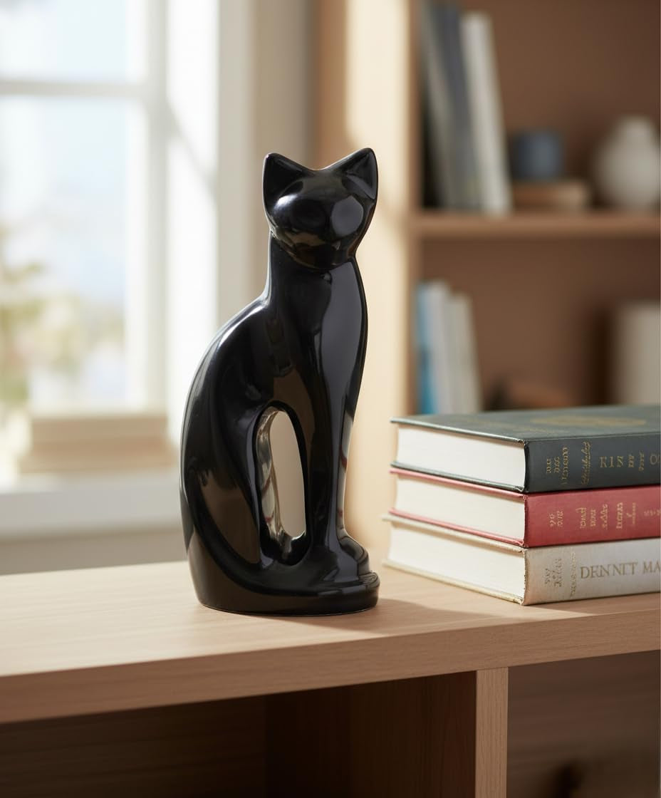 Cat Urns for Ashes - Pet Memorial Cat Urn Cat Memorial Gift, Pet Urn for Cat Ashes Keepsake Pet Urns for Cats Ashes, Pet Ashes Urn, Pet Cremation Urn (Black)