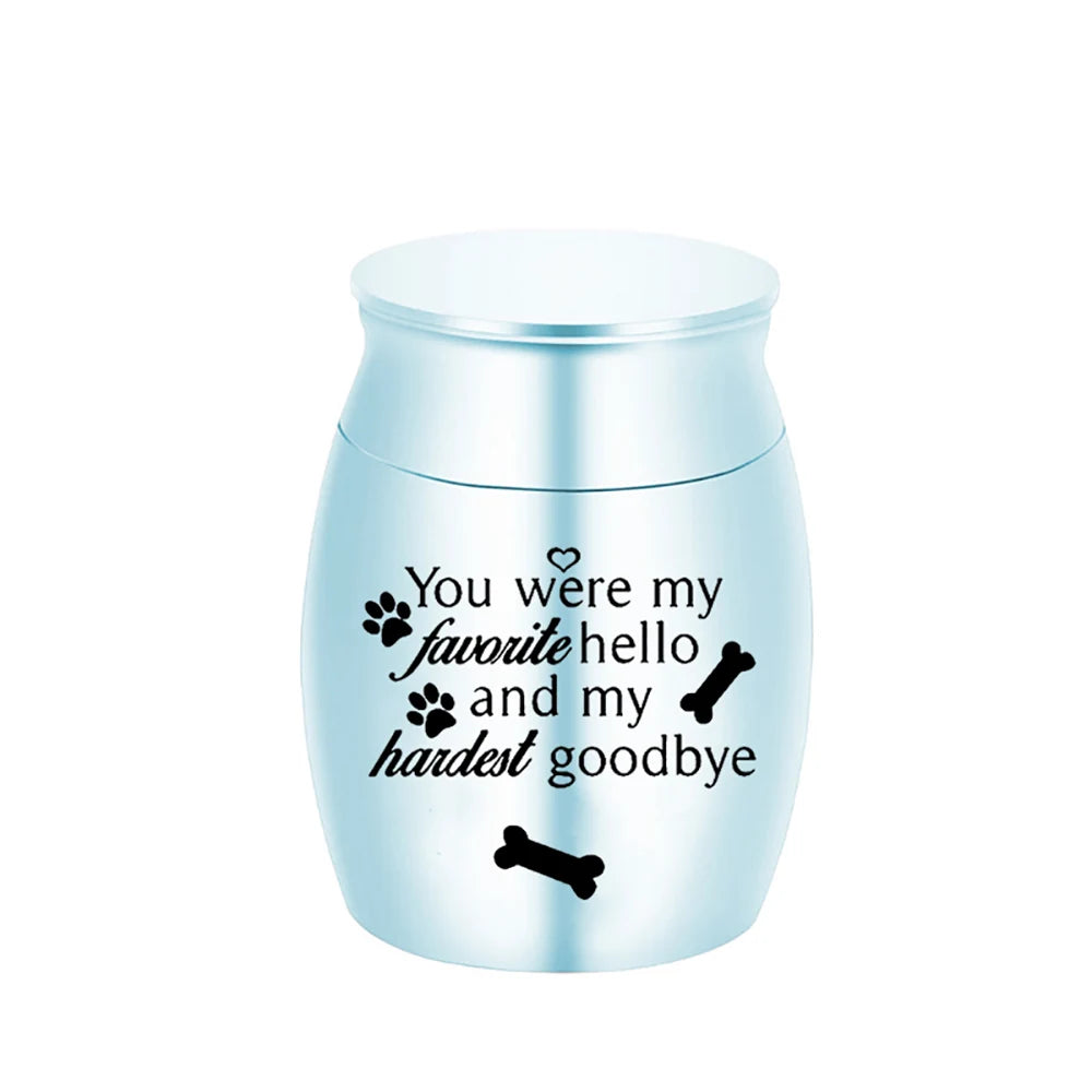 Pet Memorial Small Urns for Dog Ashes, 1.57 Inches Mini Aluminium Alloy Cremation Urn, Pet Paw Print Keepsake Urn for Ashes