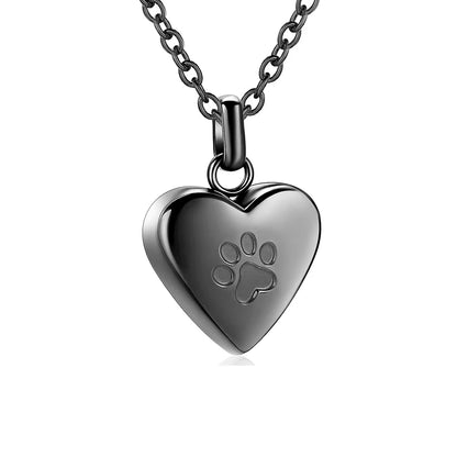 Pet Ashes Heart Cremation Jewelry Urn Necklace for Ashes for Women Men, Paw Print Memorial Pendant Ash Jewelry