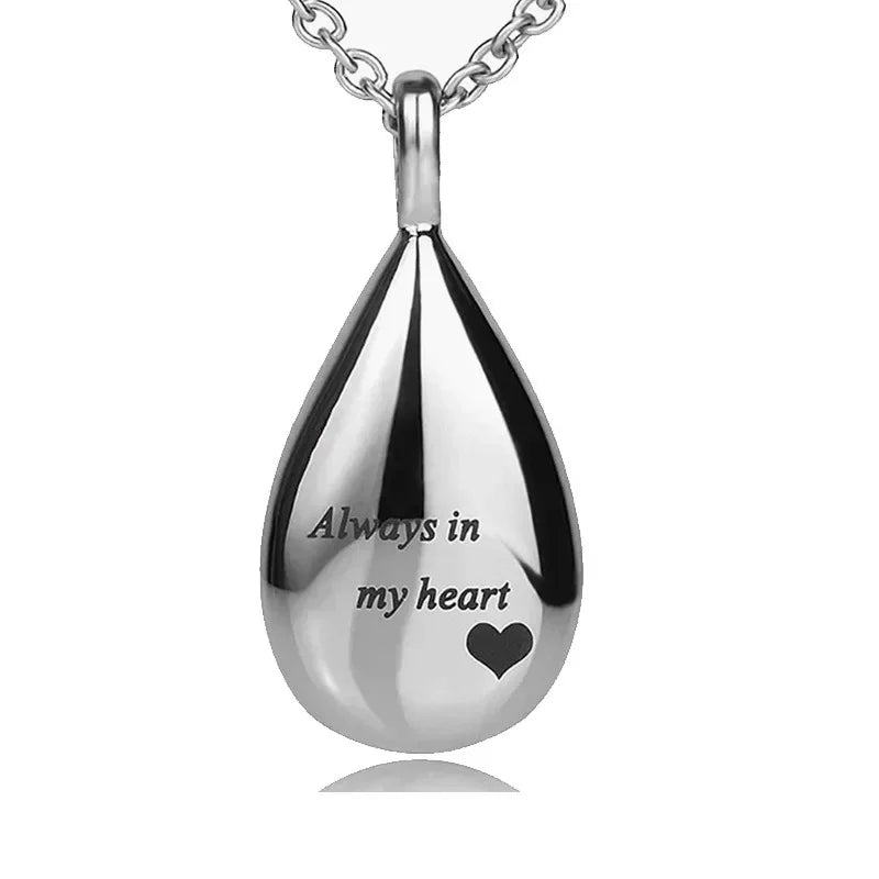 New Pet Urn Pendant Stainless Steel Teardrop Jewelry Cat Dog Mourning Supplies Bottle Keepsake Necklace Memorial Pet Products