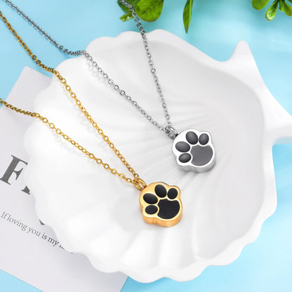 Stainless Steel 316L Pet Foot Rint Ash Urn Cremation Pendant Necklace Engravment