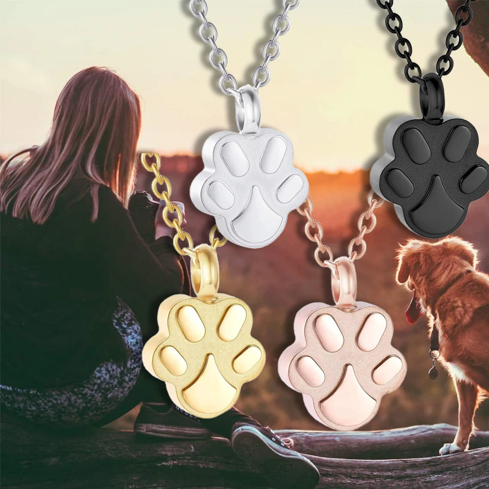 Pet Cremation Jewelry for Ashes Pendant Paw Print Pet Urn Necklace Memorial Keepsake Jewelry for Pet/Dog'S/Cat'S Ashes