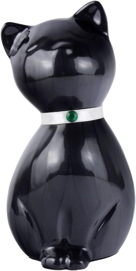 Kitty Cat Urns for Ashes - Pet Memorial Cat Urn Cat Memorial Gift, Pet Urn for Cat Ashes Keepsake Pet Urns for Cats Ashes, Pet Ashes Urn, Pet Cremation Urn (Black)