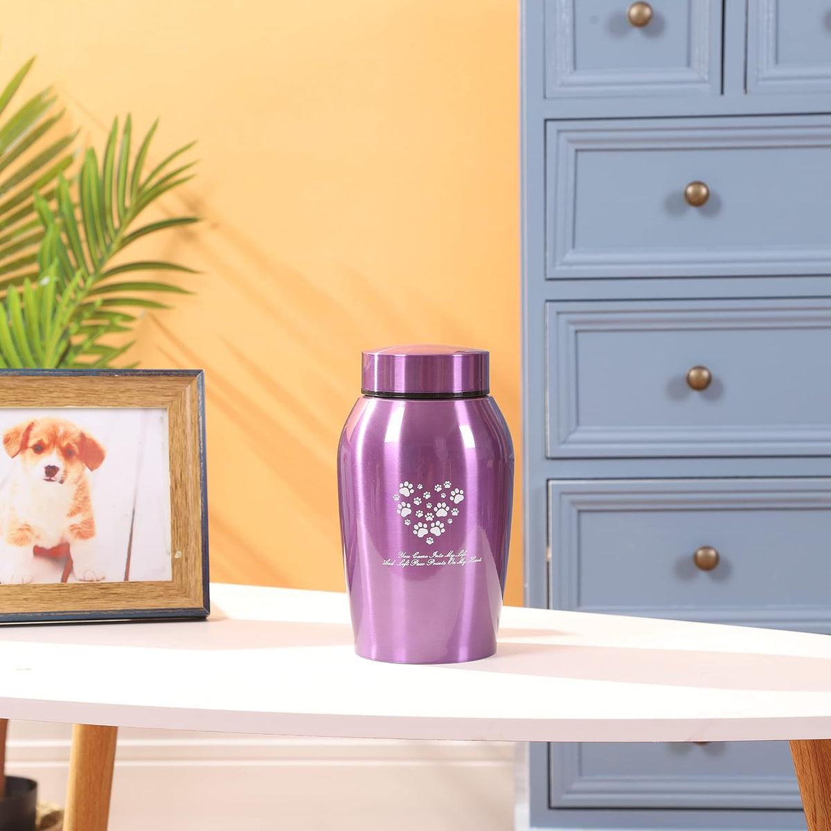Stainlee Steel Pet Urns,Paws Engraved Dog Urn for Ashes,Cat Creamtion Urn for Ashes,Pet Urn for Large Dog