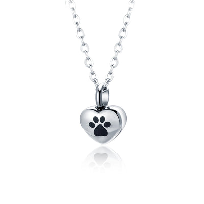 Stainless Steel Rhinestone Pet Cremation Ash Urn Necklace Heart Pendant for Pet Memorial Jewelry Can Be Customized