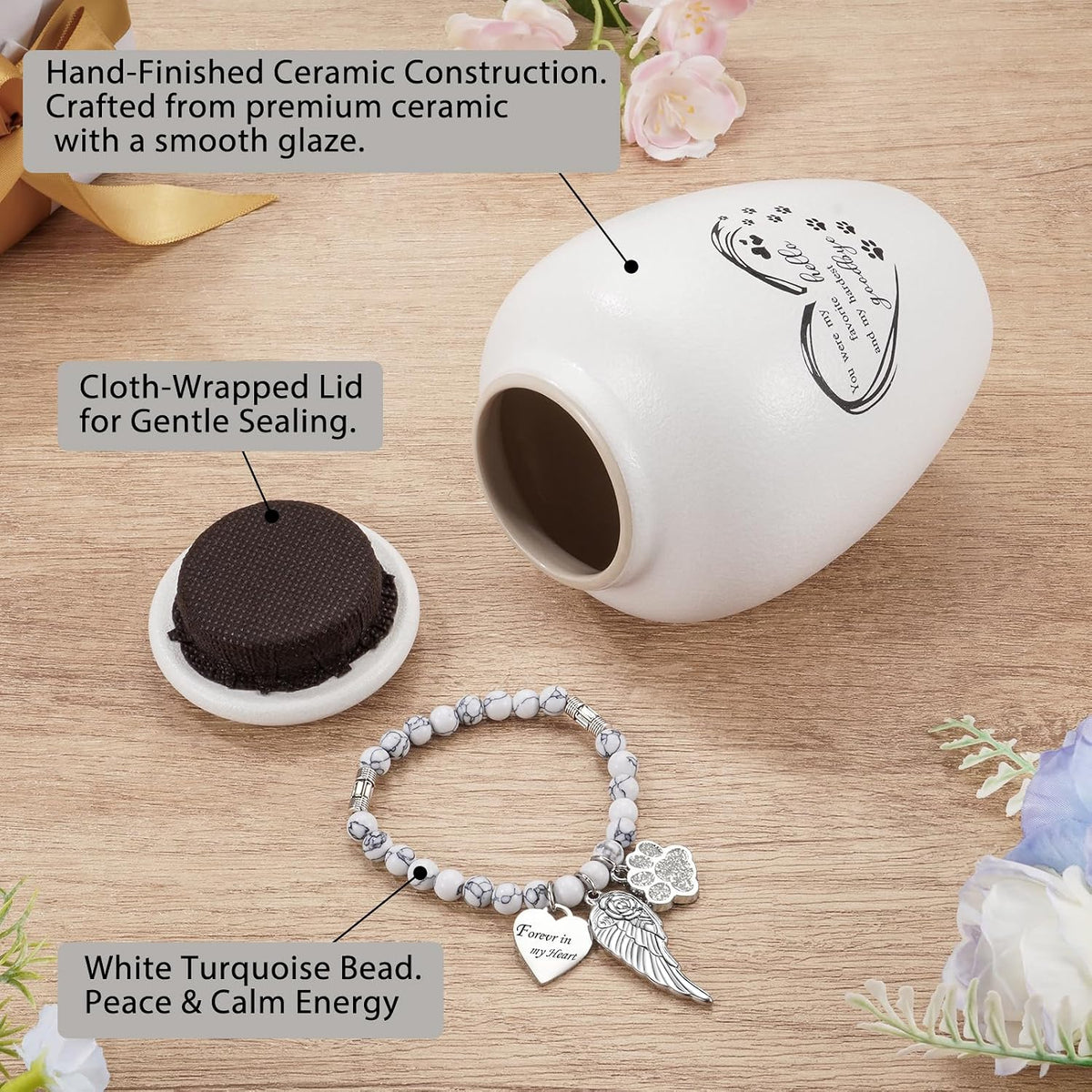 Pet Urn for Dogs Cats 4.8 Inch Small Urn for Pet Ashes Cremation Keepsake Urns Ceramic Mini Urns for Ashes Pet Memorial Sympathy Gifts for Loss of Pets Dog Urns Cat Urns