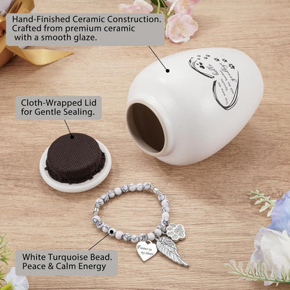 Pet Urn for Dogs Cats 4.8 Inch Small Urn for Pet Ashes Cremation Keepsake Urns Ceramic Mini Urns for Ashes Pet Memorial Sympathy Gifts for Loss of Pets Dog Urns Cat Urns