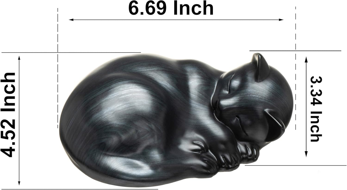 Pet Urns,Sleeping Resin Cremation Cat Urn, Cat Urns for Ashes, Small Animal Urn,Small Pet Urns (Black)…