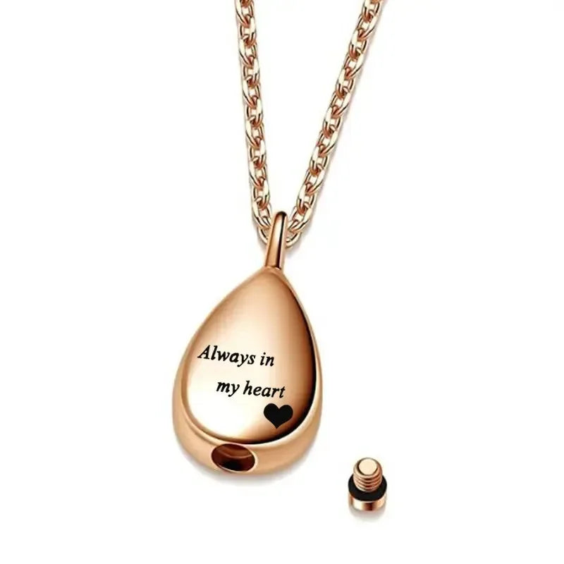 New Pet Urn Pendant Stainless Steel Teardrop Jewelry Cat Dog Mourning Supplies Bottle Keepsake Necklace Memorial Pet Products