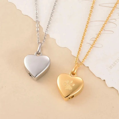 Pet Ashes Heart Cremation Jewelry Urn Necklace for Ashes for Women Men, Paw Print Memorial Pendant Ash Jewelry