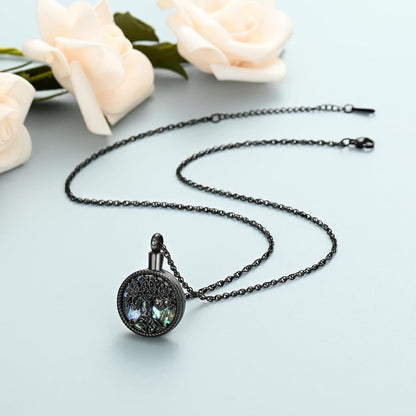 Cremation Jewelry Tree of Life Urn Ashes Necklace for Women Men Abalone Shell Ash Pendant Keepsake Memorial Jewelry of Loved One