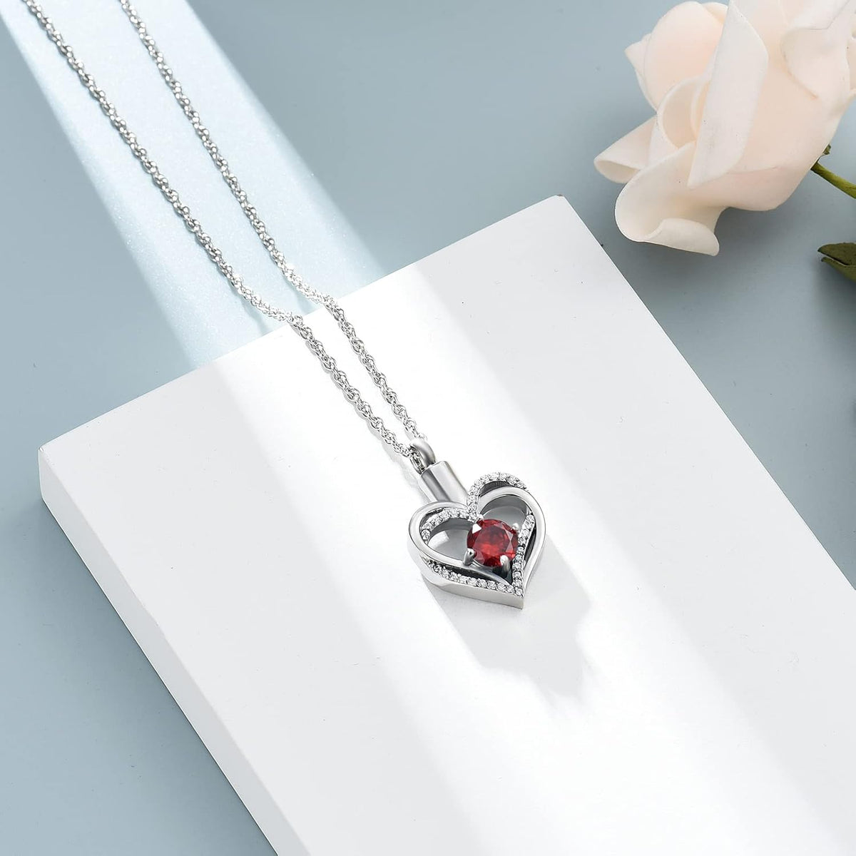 Cremation Jewelry Heart Urn Necklace for Ashes of Loved One