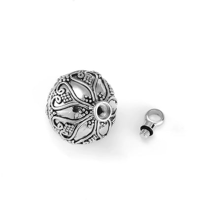 Retro Ball Cremation Ashes Necklace Jewelry Memorial Keepsake Ashes Urn Pendant