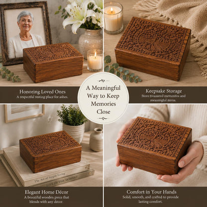 Round Tree Wooden Urn Box for Human Ashes, Cremation Funeral Urns, Decorative Urn, Pet Memorial Box, Cat Infant Adult Urn, Burial Ash Keepsake - Small