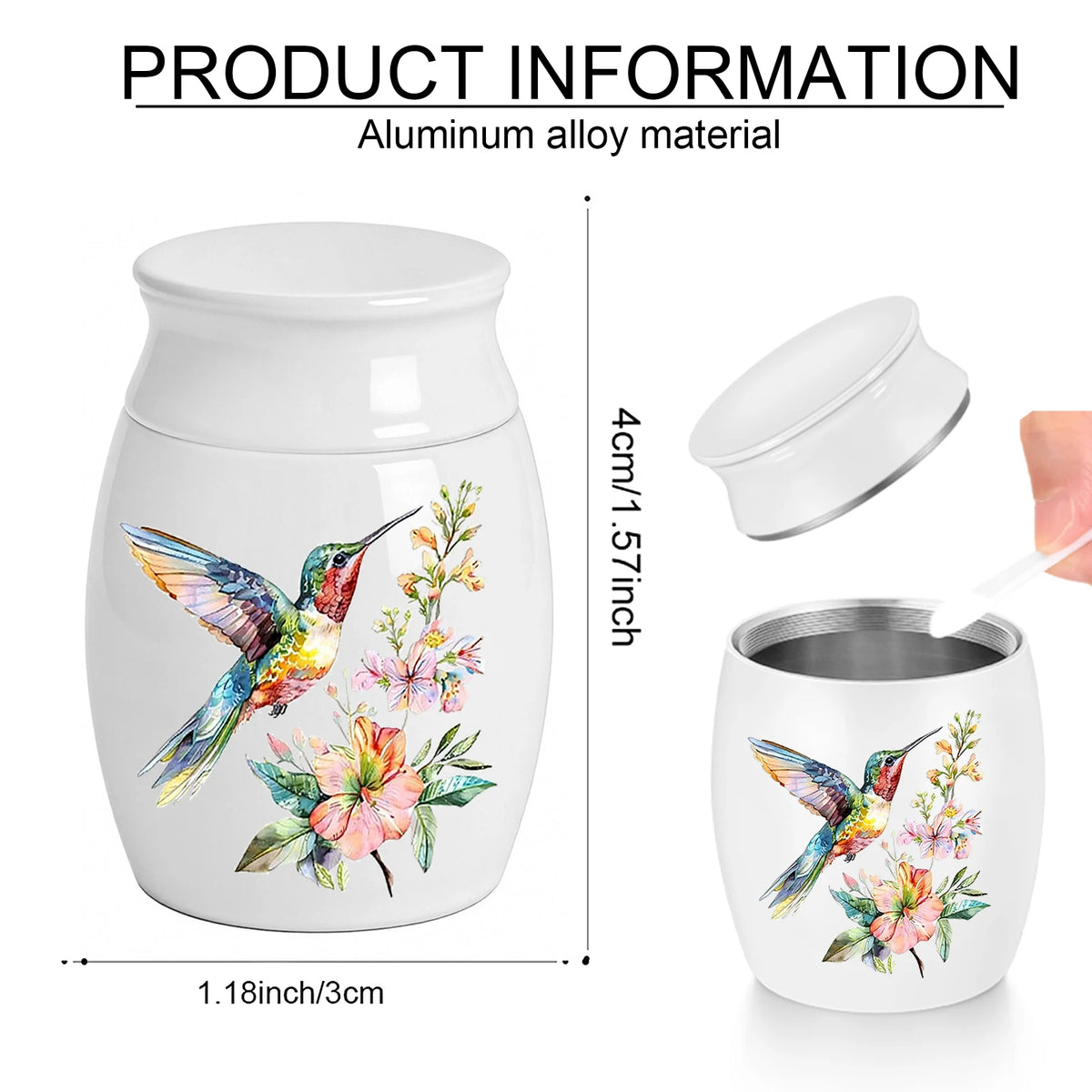 Cremation Urn Keepsake Hummingbird Urn for Ashes Women Men White Small Urns for Human Ashes - Decorative Urn
