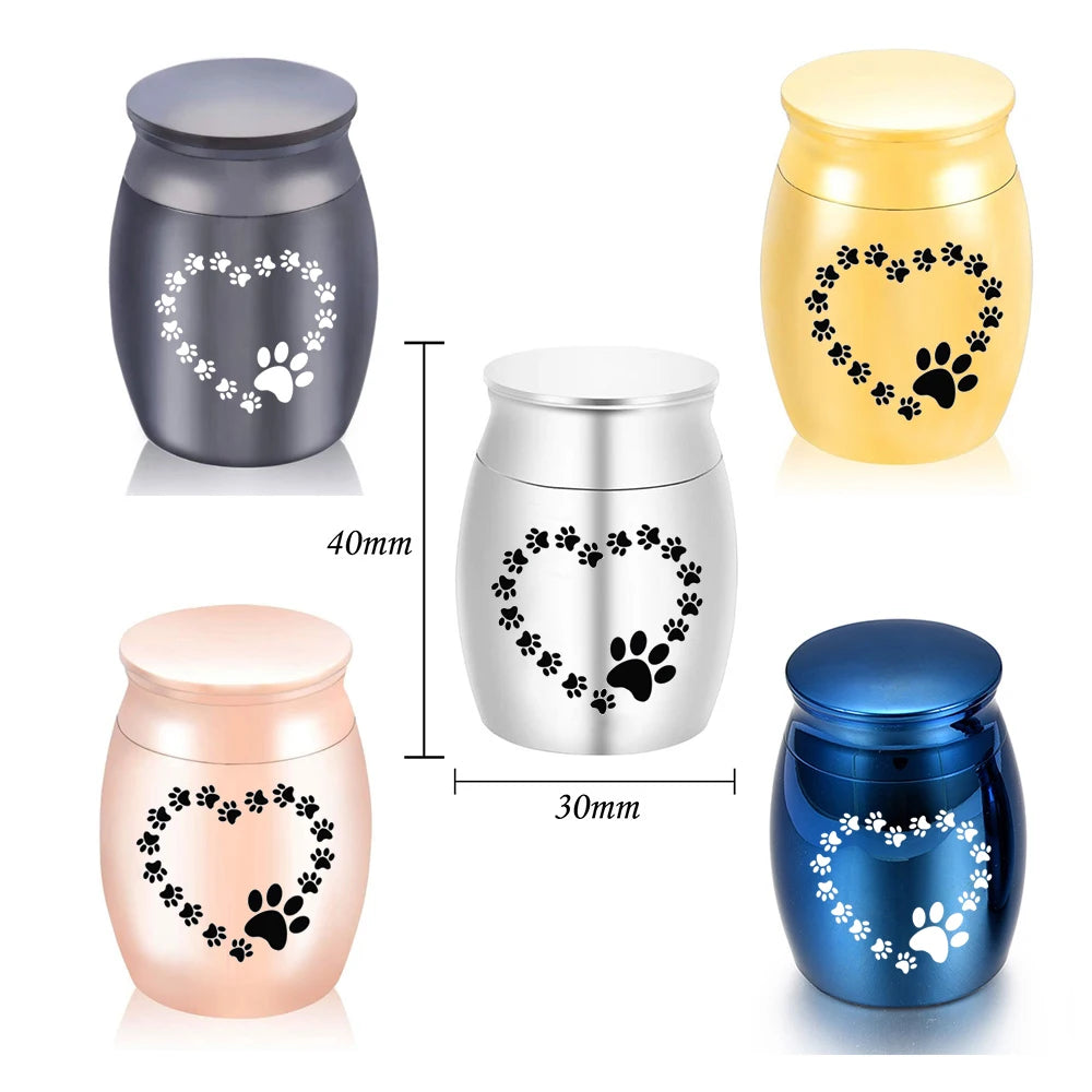 30X40Mm Heart-Shaped Dog Paw Print Cremation Ashes Urn Exquisite Keepsake Ashes Jar Mini Pet Urn Commemorative Pet Big Dog/Puppy