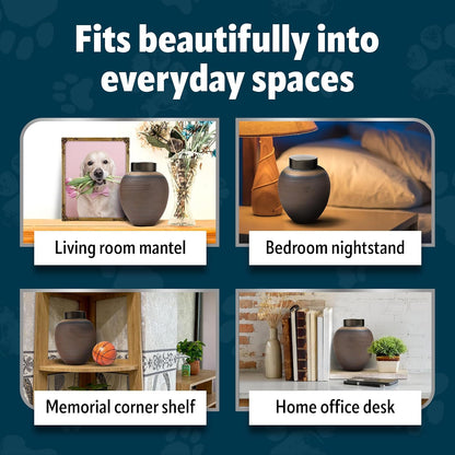 Ceramic Pet Urn for Ashes of Dogs, Cats | Small & Medium Sized Pets up to 50Lbs | Beautiful Memorial Urn with Airtight Lid | Keepsake Box for Collar, Toy | Cremation Urn Sympathy Gift
