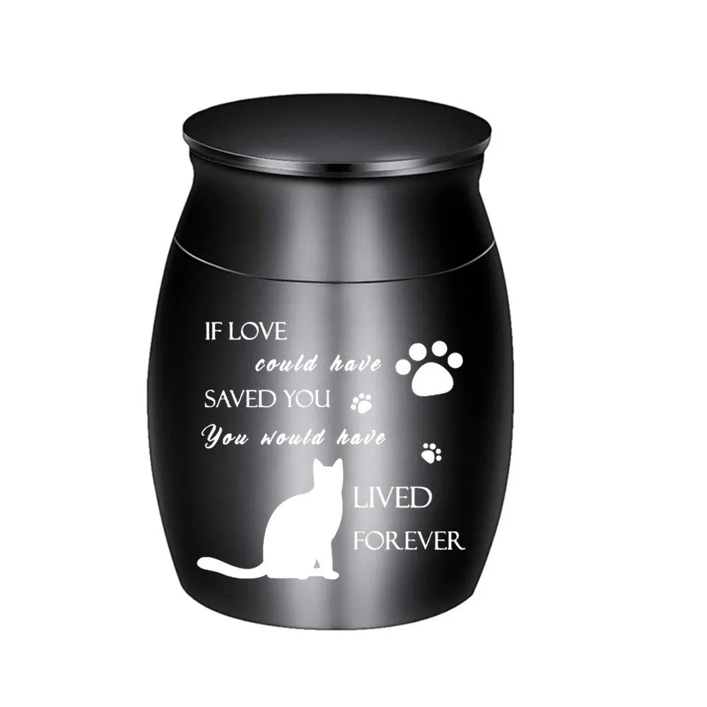 Waterproof Mini Pet Memorials Urn Dustproof Paw Print Pet Ash Holder Aluminium Alloy Sealed Cat Cremation Urn Funeral Supplies