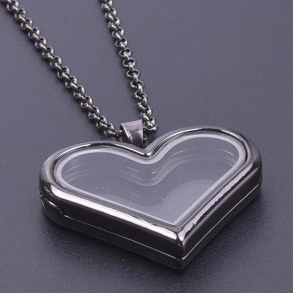 1Pc Trendy Sweet Love Glass Reliquary Photo Locket Pendant Necklaces Goth Heart Cremation Ashes Urn Relicario Collares Jewelry