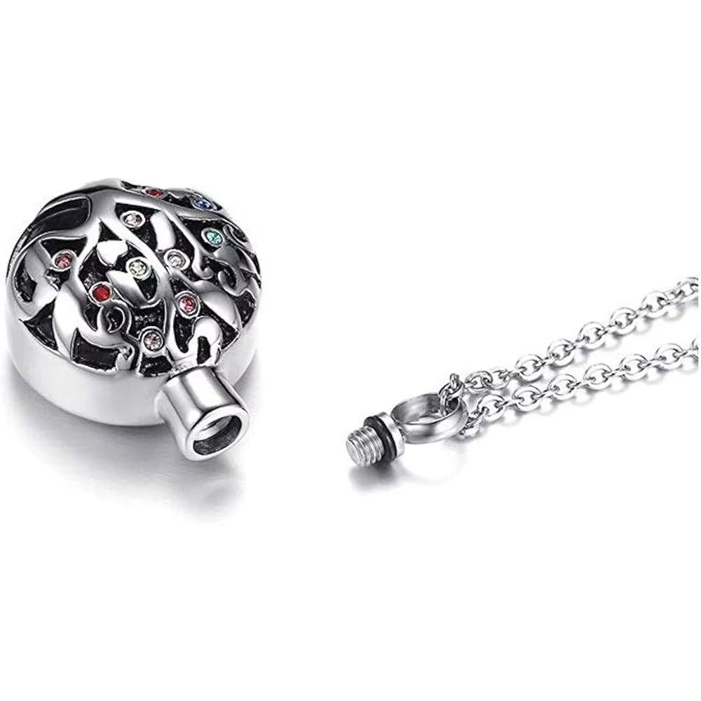 Tree of Life Cremation Jewelry for Ashes Memorial Ash Jewelry Pendant Keepsake Pet Lost Jewelry Stainless Steel Urn Necklace