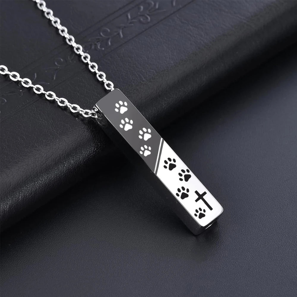  Dog Urn Necklaces for Ashes Paw Cube Cremation Dog Paw Stainless Steel Pet Ashes Pendant for Puppy Pet Memorial Keepsake Jewel