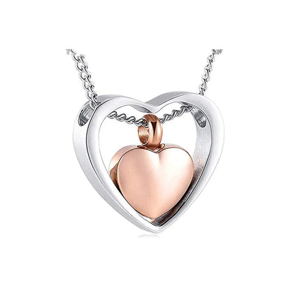 Cremation Jewelry Double Heart Ashes Necklace 4 Colors Ashes Pendant Keepsake Waterproof Ashes Holder Jewelry-Custom Engraving