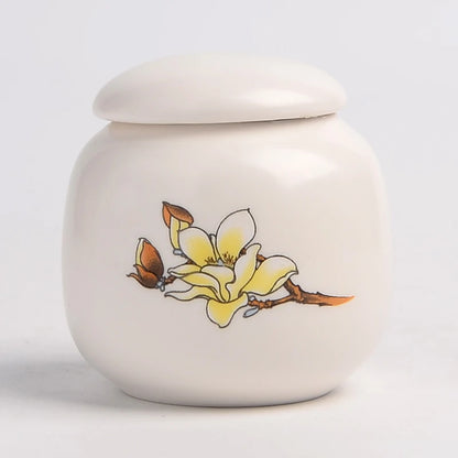 Memorial Container Pet Ashes Urn Handpainted Ceramics Urn Cremation Pet Bird Ash Holder Burial at Home Gift
