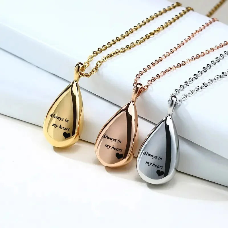 New Pet Urn Pendant Stainless Steel Teardrop Jewelry Cat Dog Mourning Supplies Bottle Keepsake Necklace Memorial Pet Products
