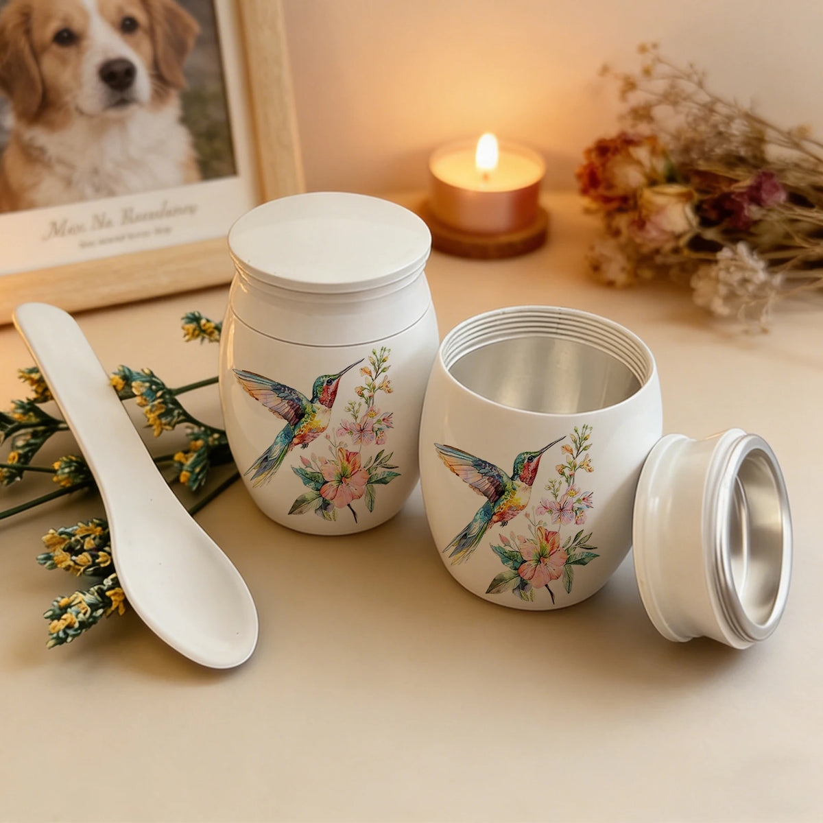 Cremation Urn Keepsake Hummingbird Urn for Ashes Women Men White Small Urns for Human Ashes - Decorative Urn