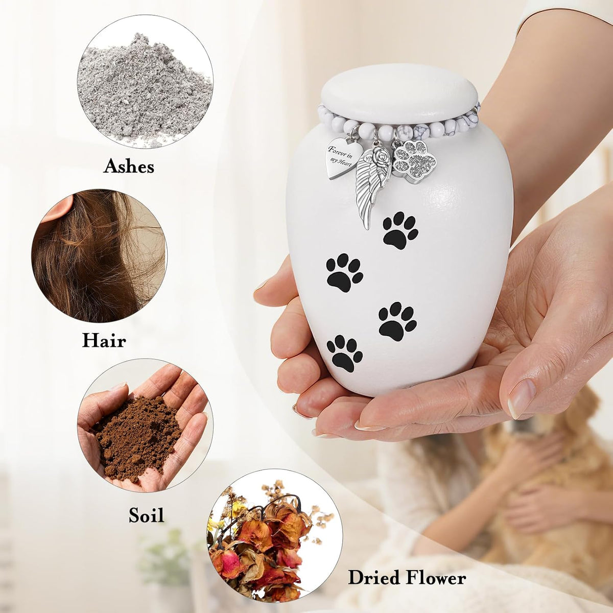 Pet Urn for Dogs Cats 4.8 Inch Small Urn for Pet Ashes Cremation Keepsake Urns Ceramic Mini Urns for Ashes Pet Memorial Sympathy Gifts for Loss of Pets Dog Urns Cat Urns