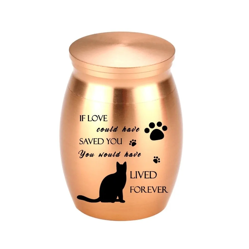 Waterproof Mini Pet Memorials Urn Dustproof Paw Print Pet Ash Holder Aluminium Alloy Sealed Cat Cremation Urn Funeral Supplies