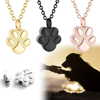 Pet Cremation Jewelry for Ashes Pendant Paw Print Pet Urn Necklace Memorial Keepsake Jewelry for Pet/Dog'S/Cat'S Ashes