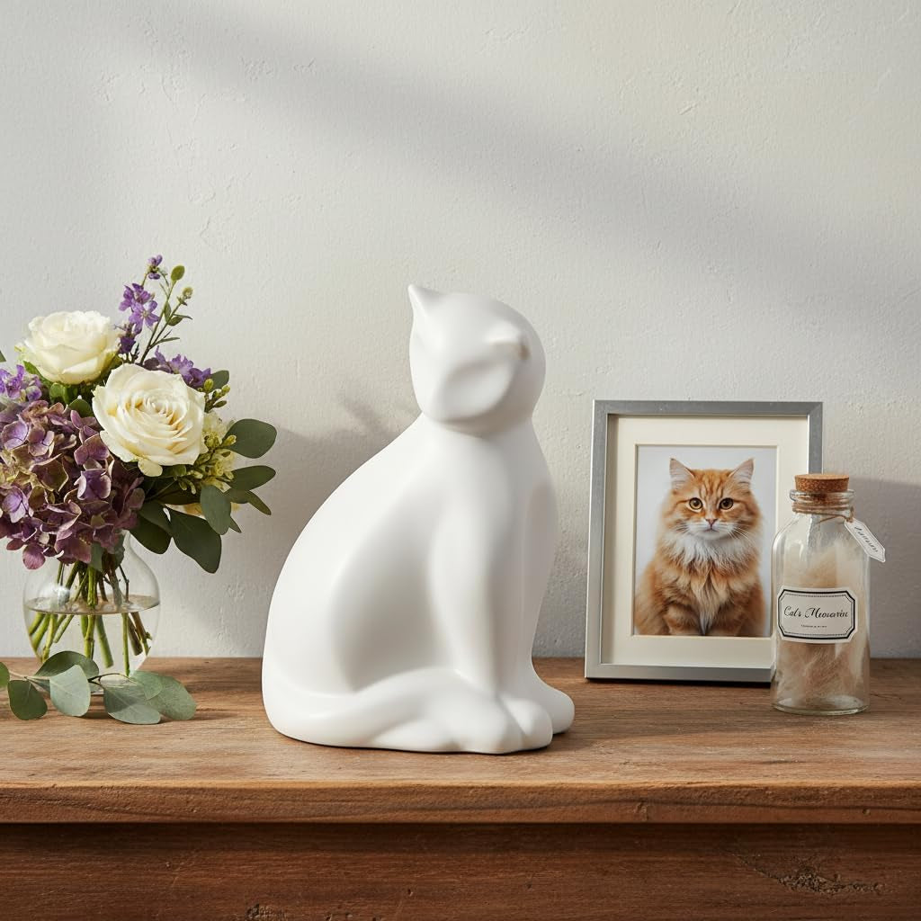 Pet Urns for Cats, Elegant Ceramics Keepsake for Pet Ashes