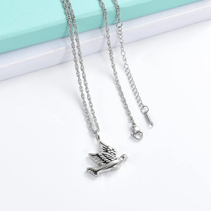 Cremation Jewelry for Ashes Stainless Steel Peace Dove Urn Keepsake Memorial Ash Holder Cremation Urn Pendant Necklace