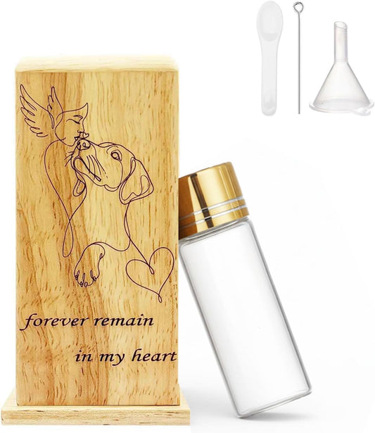 Mini Wooden Memorial Box, Small Keepsake Urn for Dog Ashes