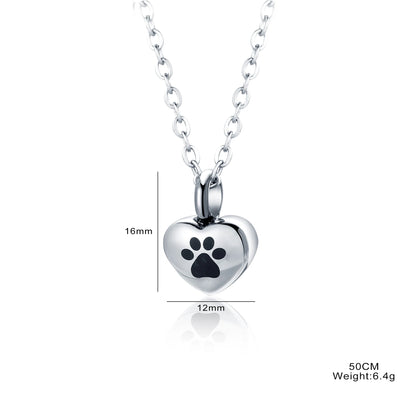 Stainless Steel Rhinestone Pet Cremation Ash Urn Necklace Heart Pendant for Pet Memorial Jewelry Can Be Customized