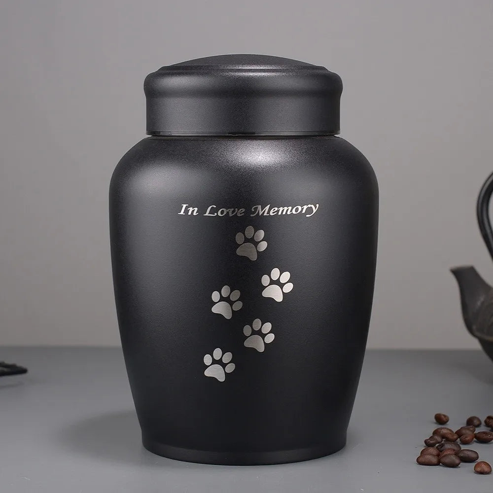 Moisture-Proof Stainless Steel Pet Urn Sealed Metal Funeral Memorial Ash Holder Waterproof Pet Cremation Box Funeral Supplies